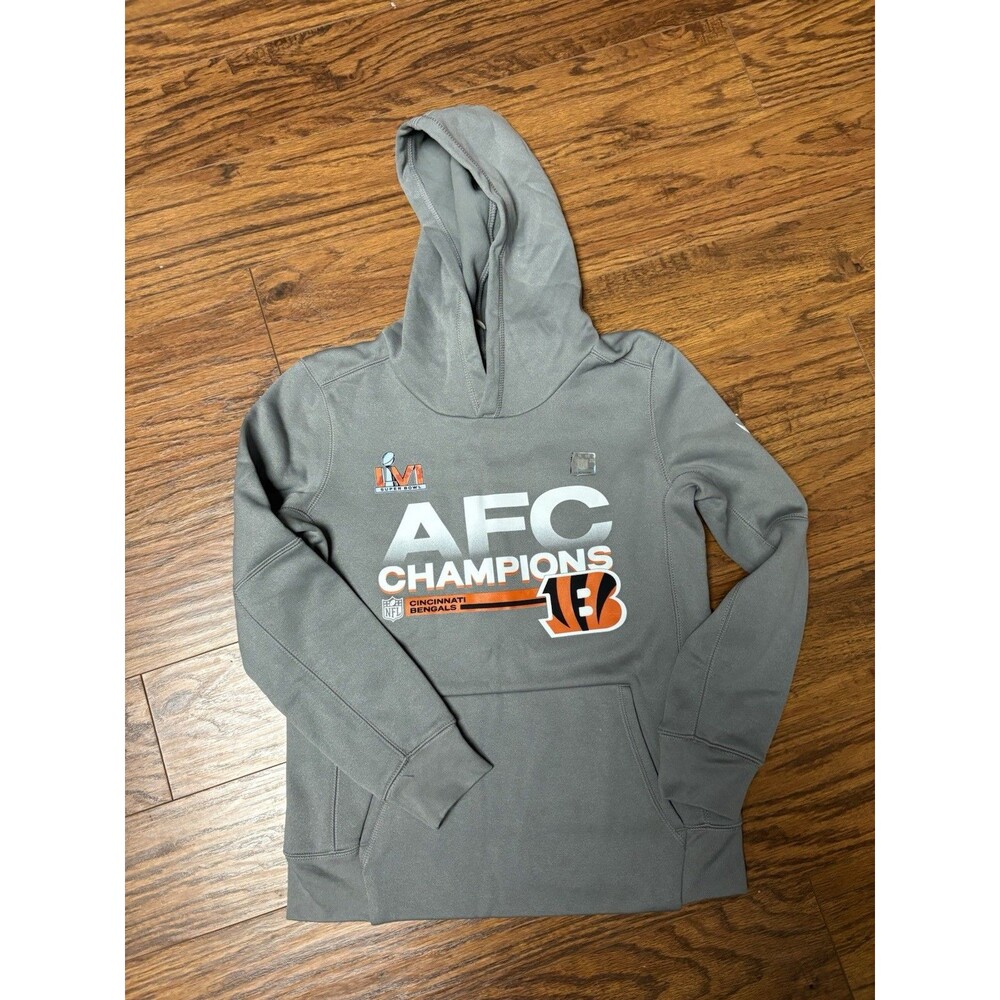 Cincinnati Bengal Hoodie Kids M 10/12 Nike Dri Fit NFL Super Bowl LVI Winter A12